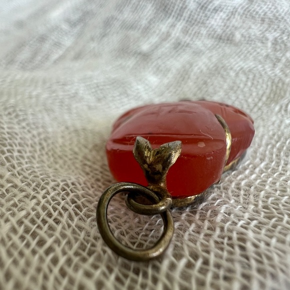 Vintage Asian Carnelian Buddha Pendant | 1930s–50s | Sterling Silver Bezel - Picture 13 of 16